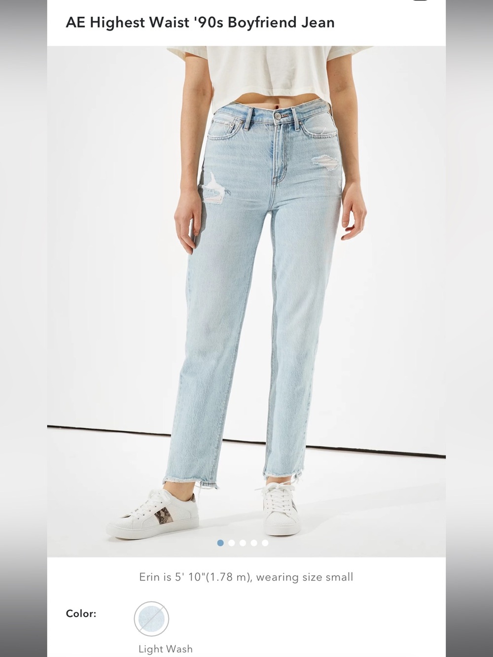 American Eagle Outfitters Highest Waist '90s Boyfriend Jean - Light Wash, size 6